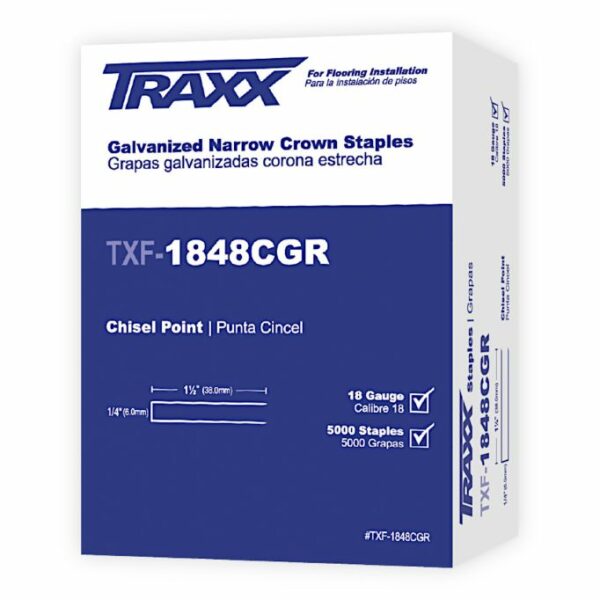 TRAXX 1848CGR 5m BOX 1-1/2" 18ga UNDERLAYMENT & ENGINEERED WOOD STAPLES